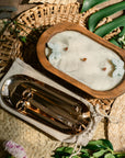 Wooden Bowl Candle and Candle Care Tool Gift Set