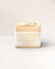 Dead sea clay soap with 'Ives & Bees' branding on a white background