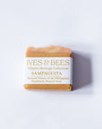 Handmade Sampaguita Soap with 'Ives & Bees' branding on a white background
