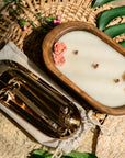 Wooden Bowl Candle and Candle Care Tool Gift Set