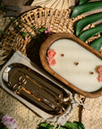 Wooden Bowl Candle and Candle Care Tool Gift Set