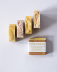 Ives & Bees Calamansi soap bars on a white background