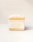 Handmade Citrus Spice Soap with 'Ives & Bees' branding on a light background