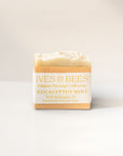 Eucalyptus Mint Soap with Malunggay Tea  with 'Ives & Bees' branding on a white background