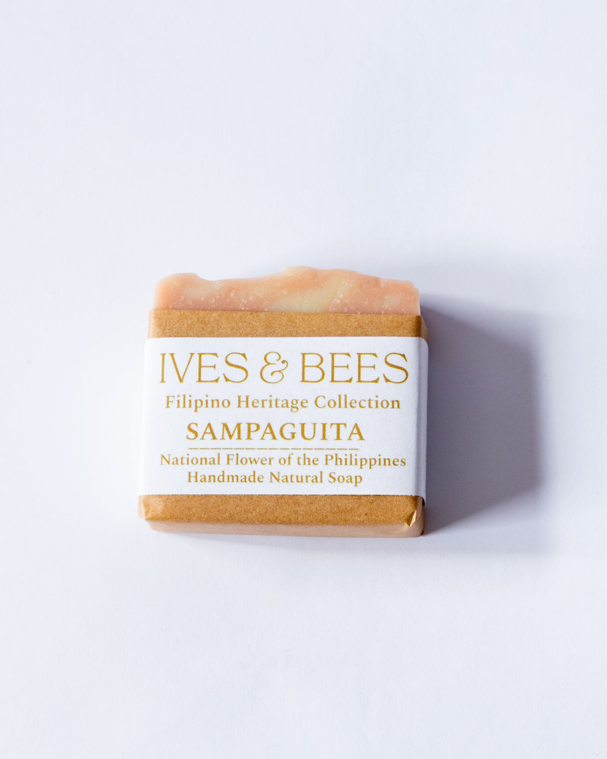 Handmade Sampaguita Soap with 'Ives & Bees' branding on a white background